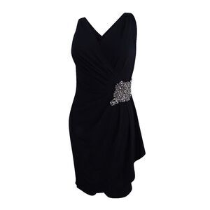 Calvin Klein Women's Beaded Draped Jersey Dress (8, Black)